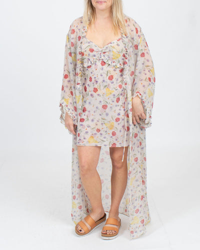 Valentino Clothing Small Floral Sheer Robe and Slip Set
