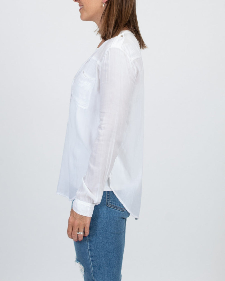 Velvet by Graham & Spencer Clothing Small White Sheer Blouse