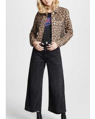 Veronica Beard Clothing Large "Cara" Cropped Leopard Print Jacket
