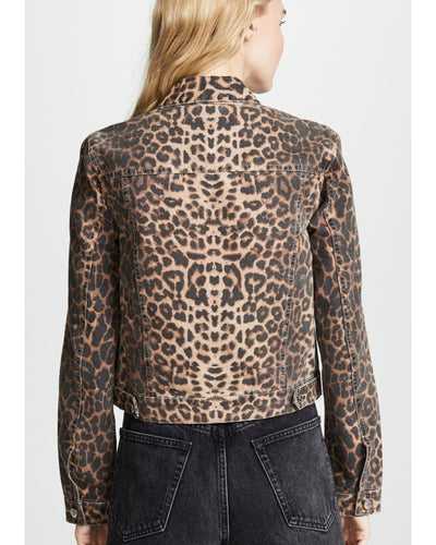 Veronica Beard Clothing Large "Cara" Cropped Leopard Print Jacket