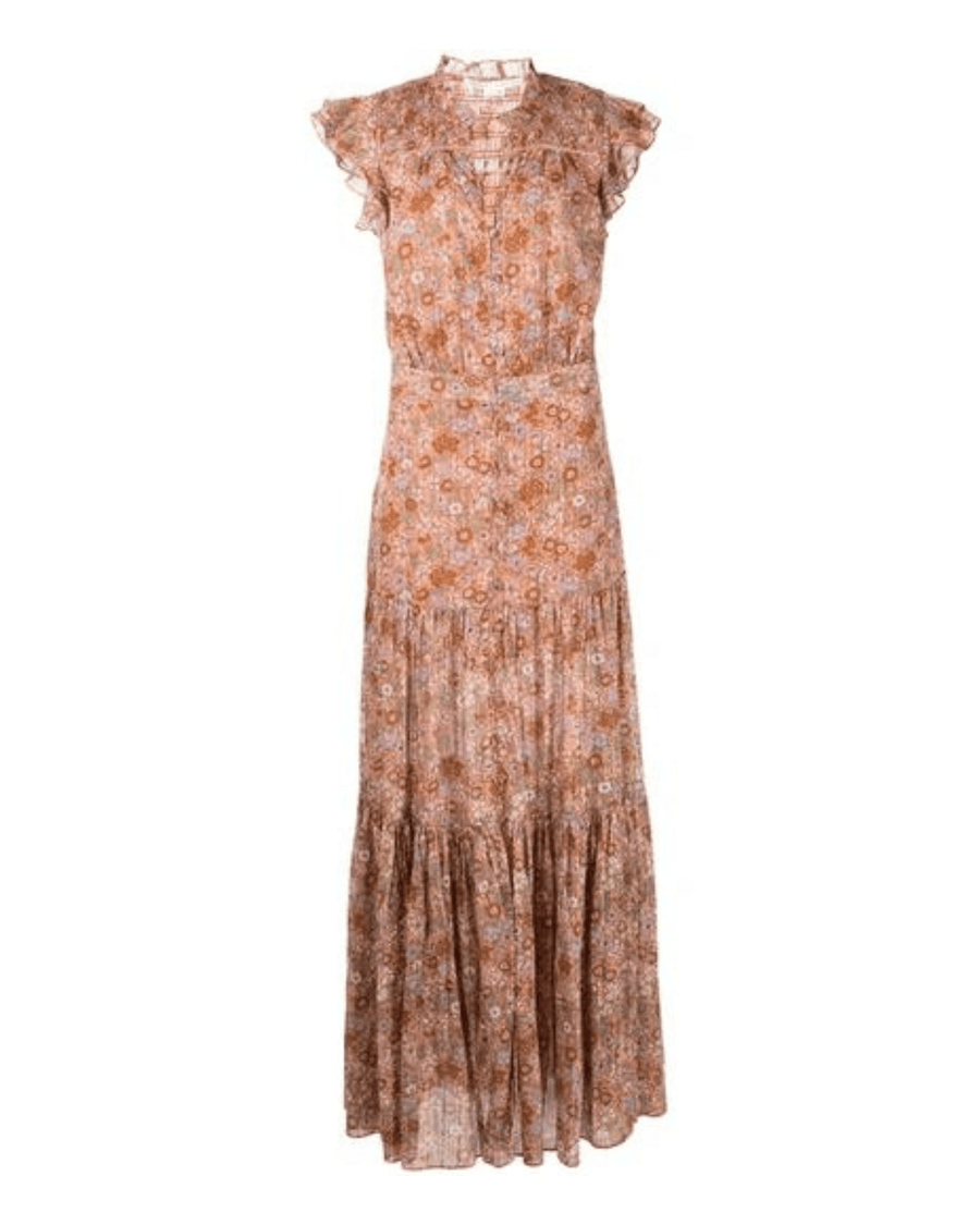 Veronica Beard Clothing Medium | US 6 Satori Floral-Print Cotton Maxi Dress in Coral