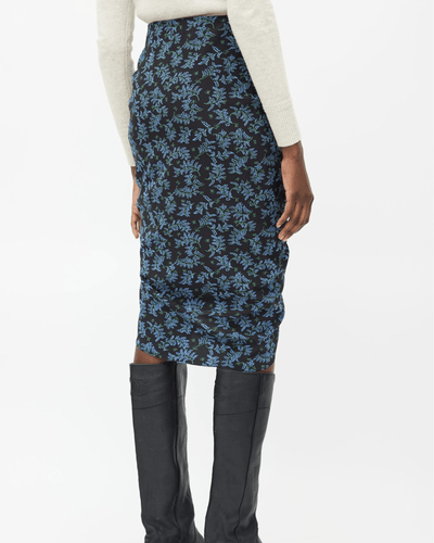 Veronica Beard Clothing Small | US 2 Black And Blue Floral Ruched Skirt