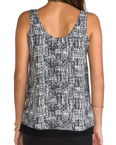 Vince Clothing Large Double Layer Printed Tank