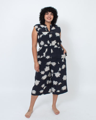 Vince Clothing Large Floral Print Sleeveless Jumpsuit