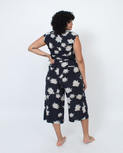 Vince Clothing Large Floral Print Sleeveless Jumpsuit