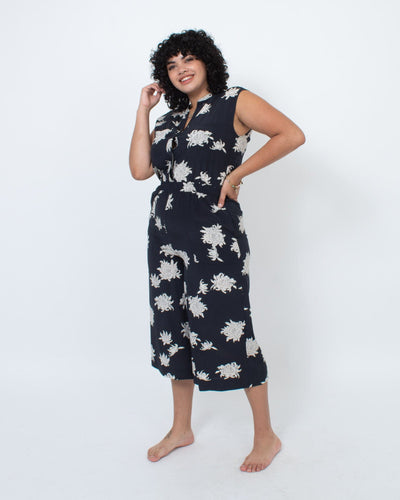 Vince Clothing Large Floral Print Sleeveless Jumpsuit