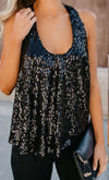 Vince Clothing Medium Dark Grey Sequined Tank