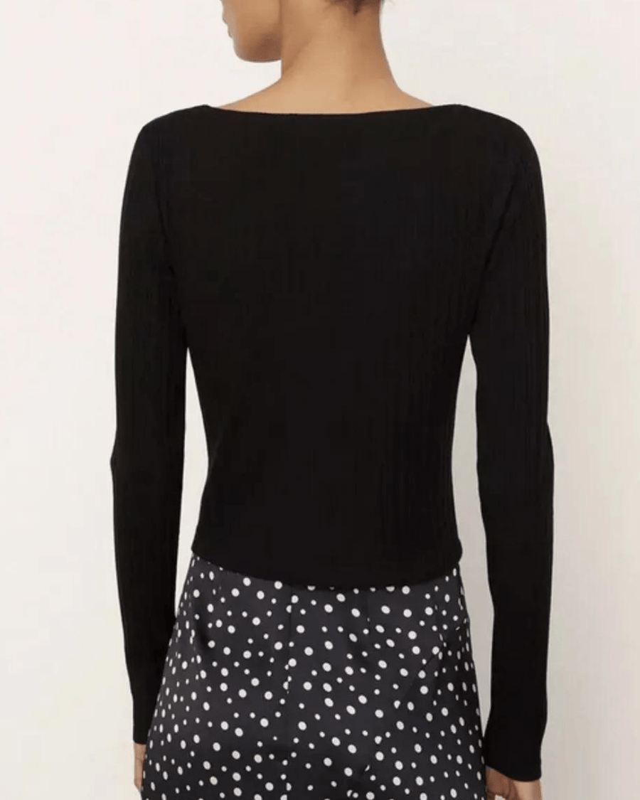 Vince Clothing XS Vince Black Ribbed Pearl Button Cardigan