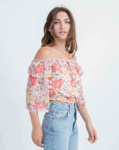 WAYF Clothing Small Floral Off The Shoulder Top