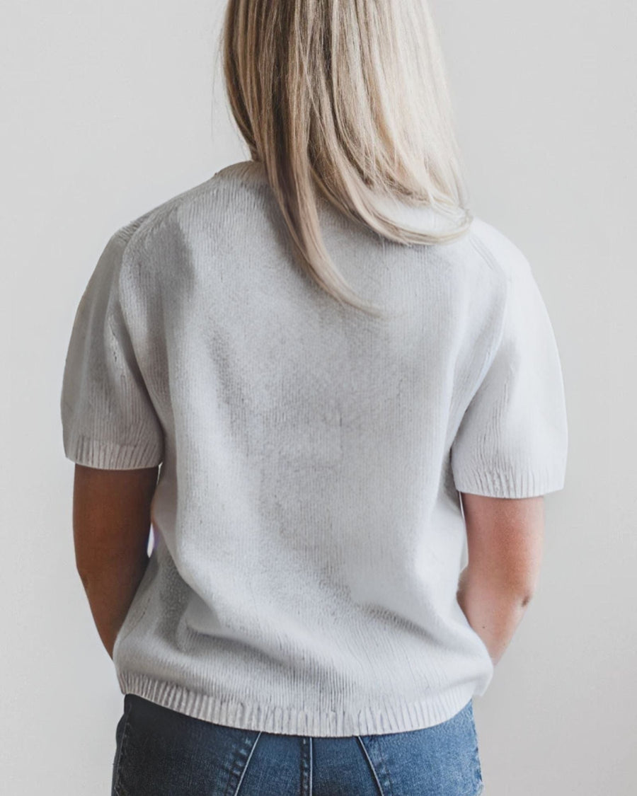 White + Warran Clothing Small Essential Cashmere Tee in Grey Heather