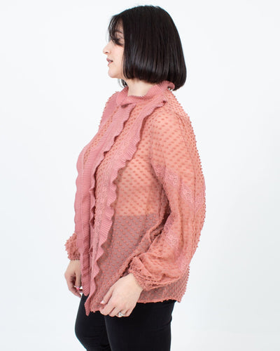 Zimmermann Clothing Medium Silk Pleated Ruffle Blouse