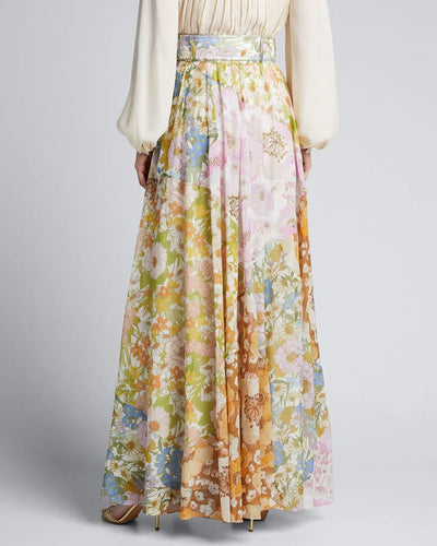 Zimmermann Clothing XS "Super Eight" Belted Floral Maxi Skirt