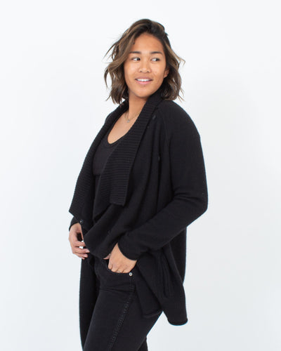 360 Cashmere Clothing Medium Black Cashmere Cardigan