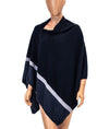 360 Cashmere Clothing Medium Striped Button Poncho Sweater