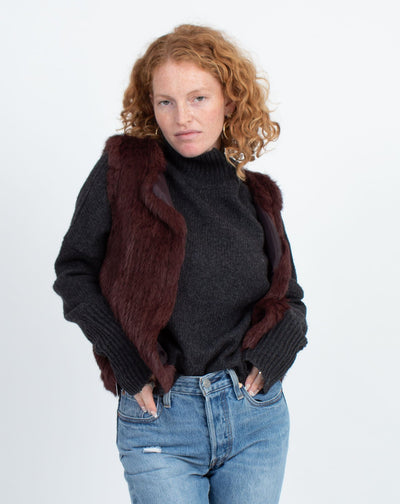 525 America Clothing Small Burgundy Fur Vest