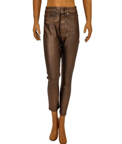 7 for all Mankind Clothing XXS | US 23 Metallic Gold High-Rise Skinny Jeans