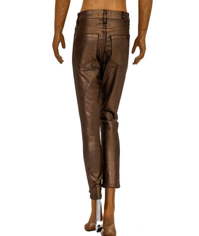 7 for all Mankind Clothing XXS | US 23 Metallic Gold High-Rise Skinny Jeans