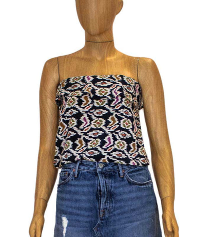 Aaron Ashe Clothing XS Navy Blue Patterned Tube Top