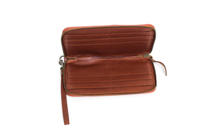ABLE Accessories One Size Tan Leather Continental Zip Around Wallet