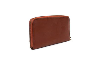 ABLE Accessories One Size Tan Leather Continental Zip Around Wallet