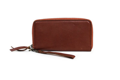 ABLE Accessories One Size Tan Leather Continental Zip Around Wallet