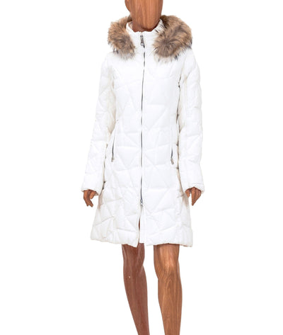 adiamondinthesnow Clothing Medium | US 6 White Down Parka with Fur Trim Hood