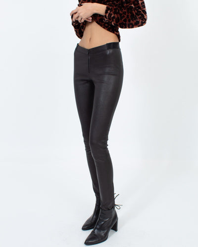 Alice + Olivia Clothing XS | US 2 Leather Mid-Rise Skinny Pants