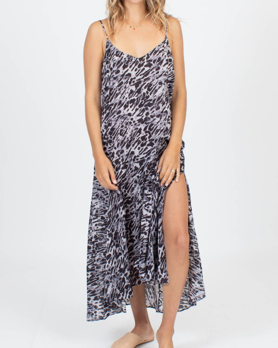 ALLSAINTS Clothing Medium Sleeveless Animal Print Maxi Dress