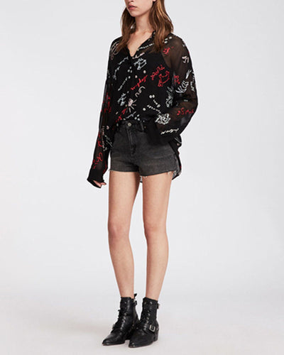 ALLSAINTS Clothing Small "Kyra Graff" Embroidered Top