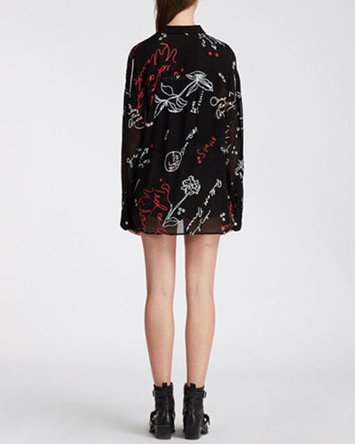 ALLSAINTS Clothing Small "Kyra Graff" Embroidered Top