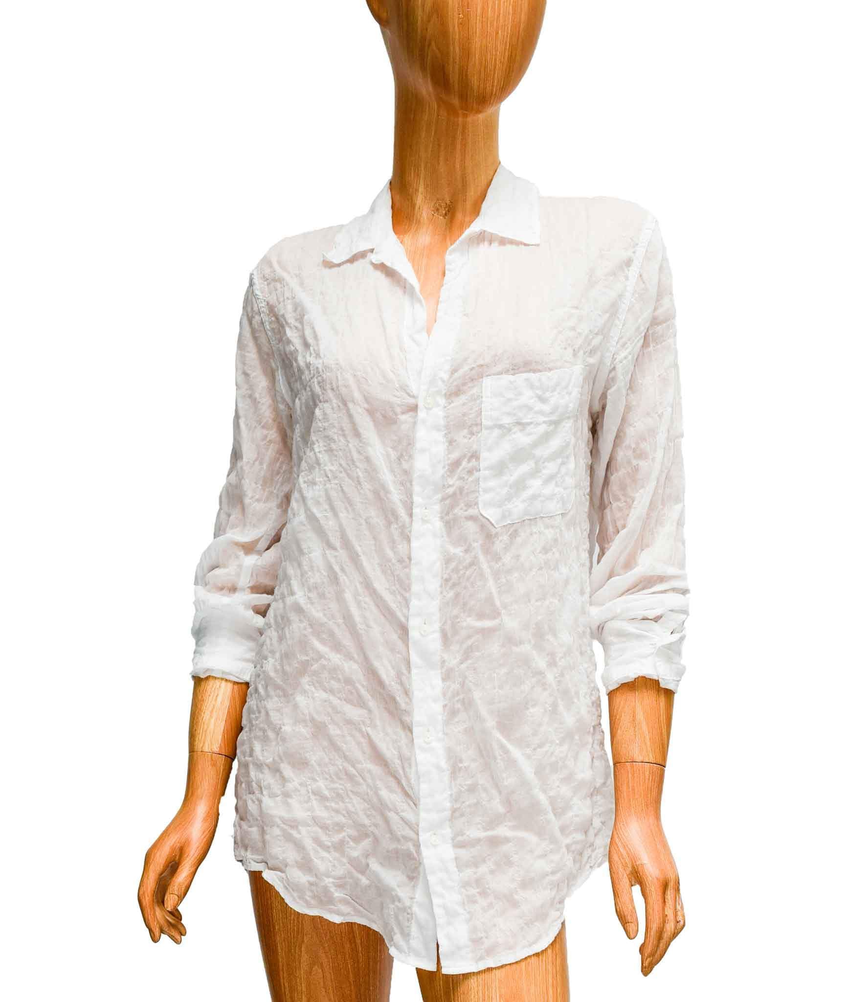 American Colors Clothing Small Semi-Sheer Cotton Wrinkled Button Down