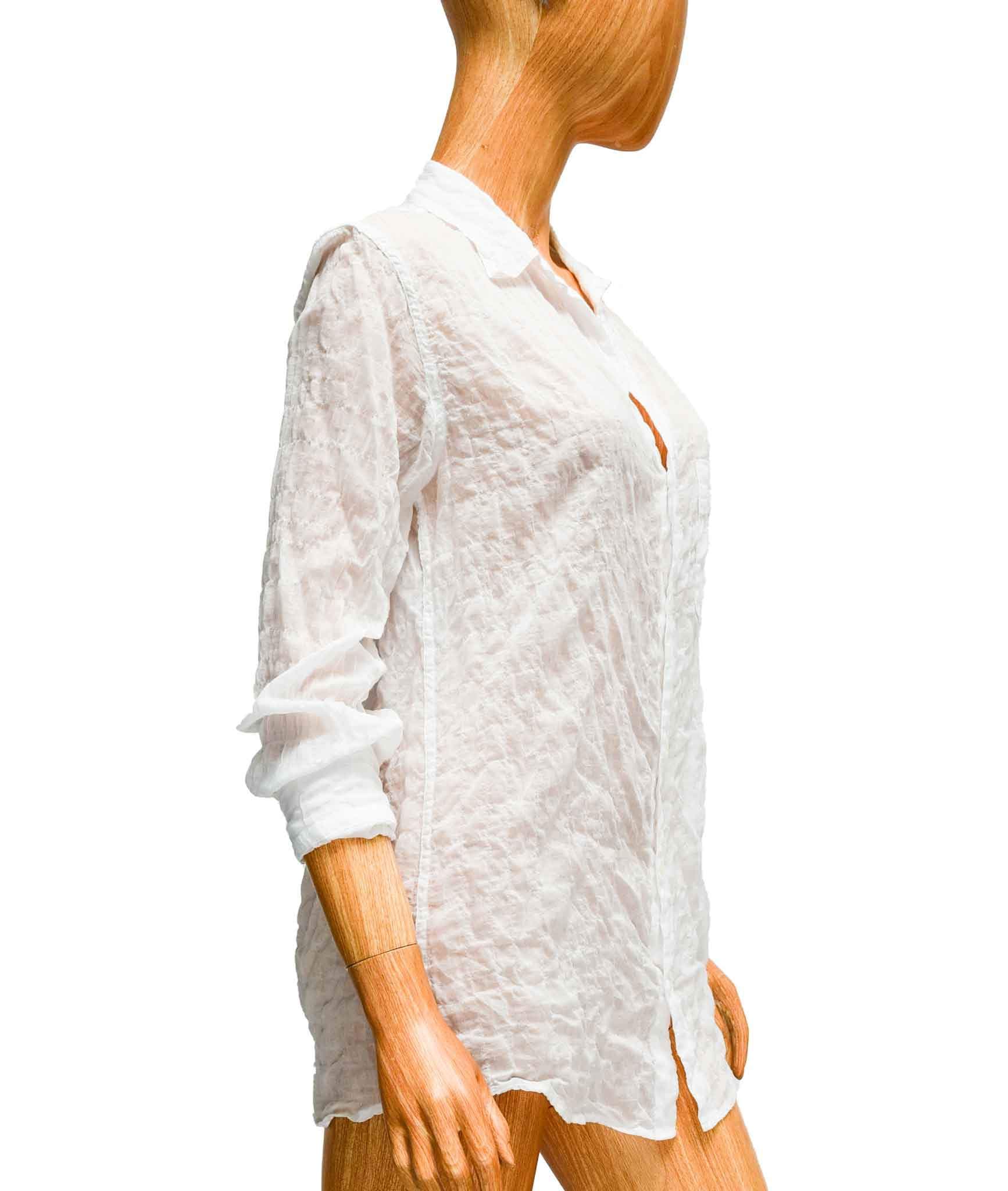 American Colors Clothing Small Semi-Sheer Cotton Wrinkled Button Down