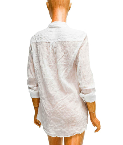 American Colors Clothing Small Semi-Sheer Cotton Wrinkled Button Down