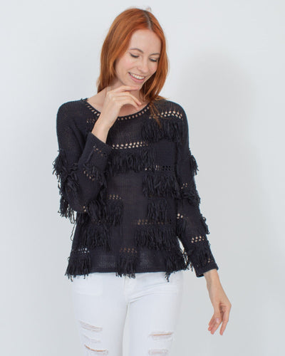 Amuse Society Clothing Medium Black Tasseled Sweater