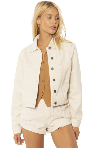 Amuse Society Clothing Medium "Kat" Cream Denim Jacket