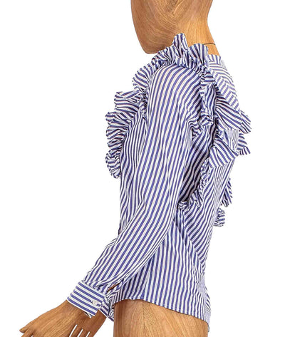 Anine Bing Clothing Medium Striped Frill Blouse