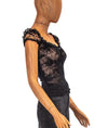 Ann Ferriday Clothing One Size Black Cap Sleeve Blouse