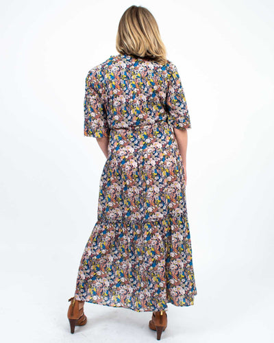 APIECE APART Clothing Large Short Sleeve Floral Maxi Dress