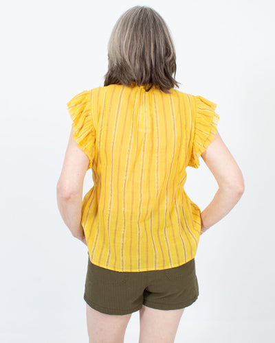 APIECE APART Clothing Medium | US 6 Yellow Metallic Striped Top