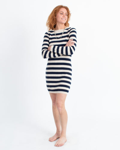 Aqua Cashmere Clothing Small Striped Cashmere Dress