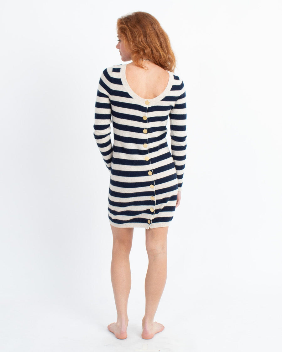 Aqua Cashmere Clothing Small Striped Cashmere Dress