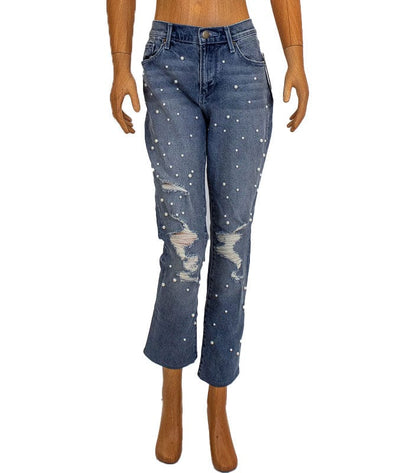 AQUA Clothing XS | US 25 Pearl Studded Straight Leg Jeans