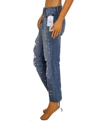 AQUA Clothing XS | US 25 Pearl Studded Straight Leg Jeans