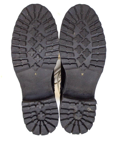 AQUA Shoes Medium | US 9 Black Leather Combat Boots with Contrast Laces