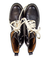 AQUA Shoes Medium | US 9 Black Leather Combat Boots with Contrast Laces