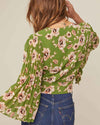 ASTR the Label Clothing Small Pleated Sleeve Floral Wrap Blouse