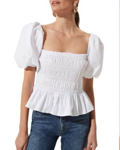 ASTR the Label Clothing XS "Bubble Sleeve Smocked" Blouse