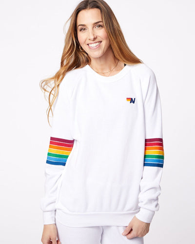 Aviator Nation Clothing XS Rainbow Stitch Crew Sweatshirt