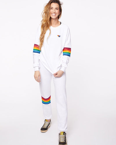 Aviator Nation Clothing XS Rainbow Stitch Crew Sweatshirt