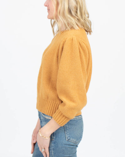 Aymara Clothing Small Yellow Puff Sleeve Sweater